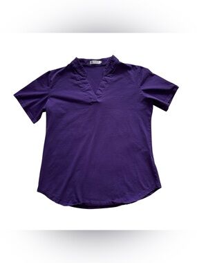 Ceasikery Purple Short Sleeve V-Neck Tunic Top Women’s Large